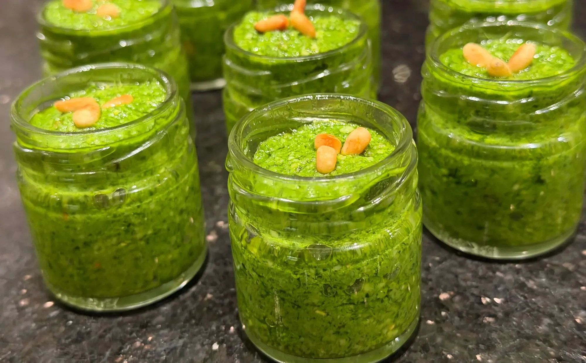Home Harvest Pesto made from Basil and Pea shoot Microgreens